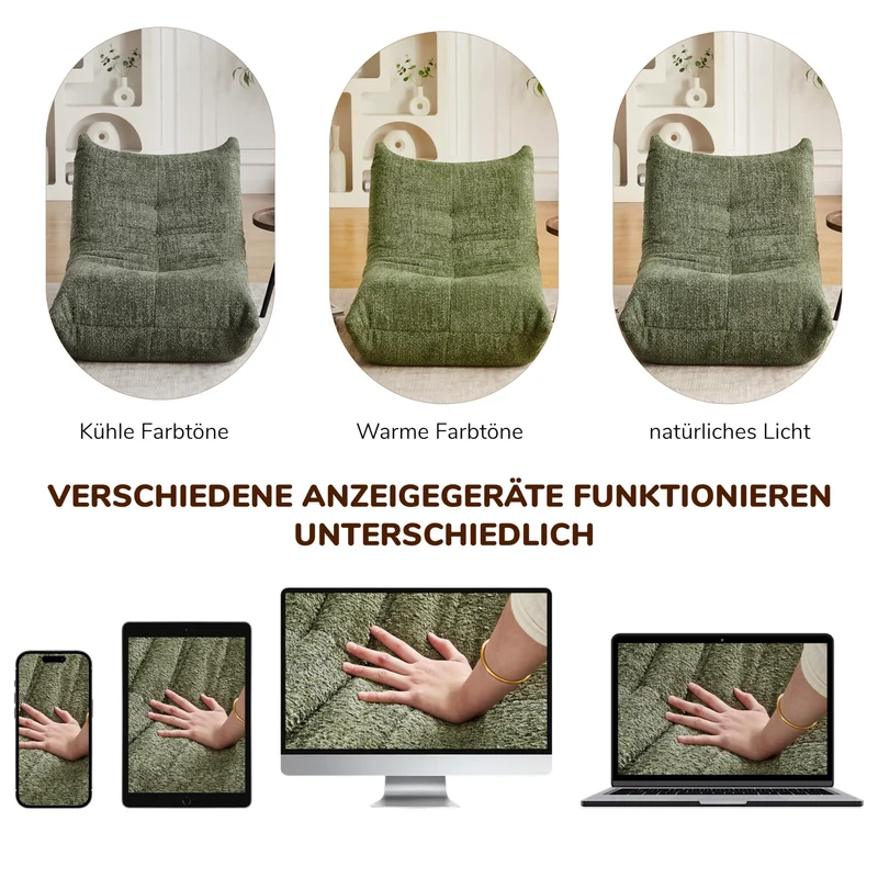 Yihomfy Fauteuil Togo,Fauteuil Pouf Salon Moderne,Poufs Géants pour Adultes,Canapé Poufs avec Mémoire de Forme, Canapé Relax pour Salon,Chambre,1 Place Gros Bean Bag ou Coussin de Sol (B-Vert)