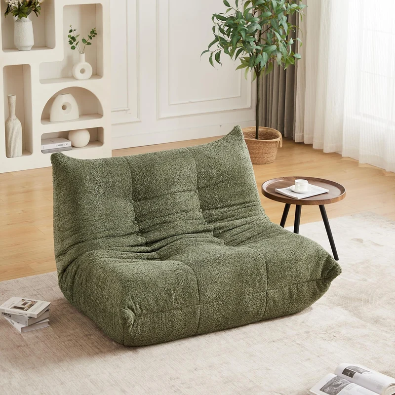 Yihomfy Fauteuil Togo,Fauteuil Pouf Salon Moderne,Poufs Géants pour Adultes,Canapé Poufs avec Mémoire de Forme, Canapé Relax pour Salon,Chambre,1 Place Gros Bean Bag ou Coussin de Sol (B-Vert)