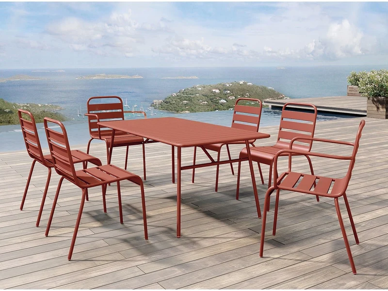 Vente-unique - Lot de 2 fauteuils de Jardin empilables en métal - Terracotta - MIRMANDE de MYLIA