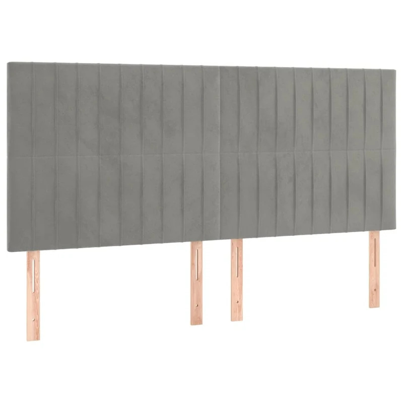 vidaXL Tête de Lit Meubles de Chambre à Coucher Accessoires de Lit Simple Têtes de Cadre de Lit Intérieur Gris Clair 160x5x118/128 cm Velours