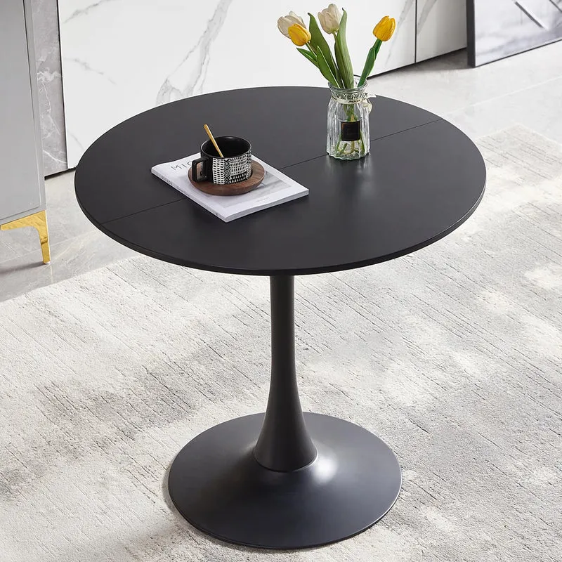 buybyroom Table à Manger Ronde Moderne scandinave - Petite Table Minimaliste pour Cuisine, Salle à Manger et Salon - Noir