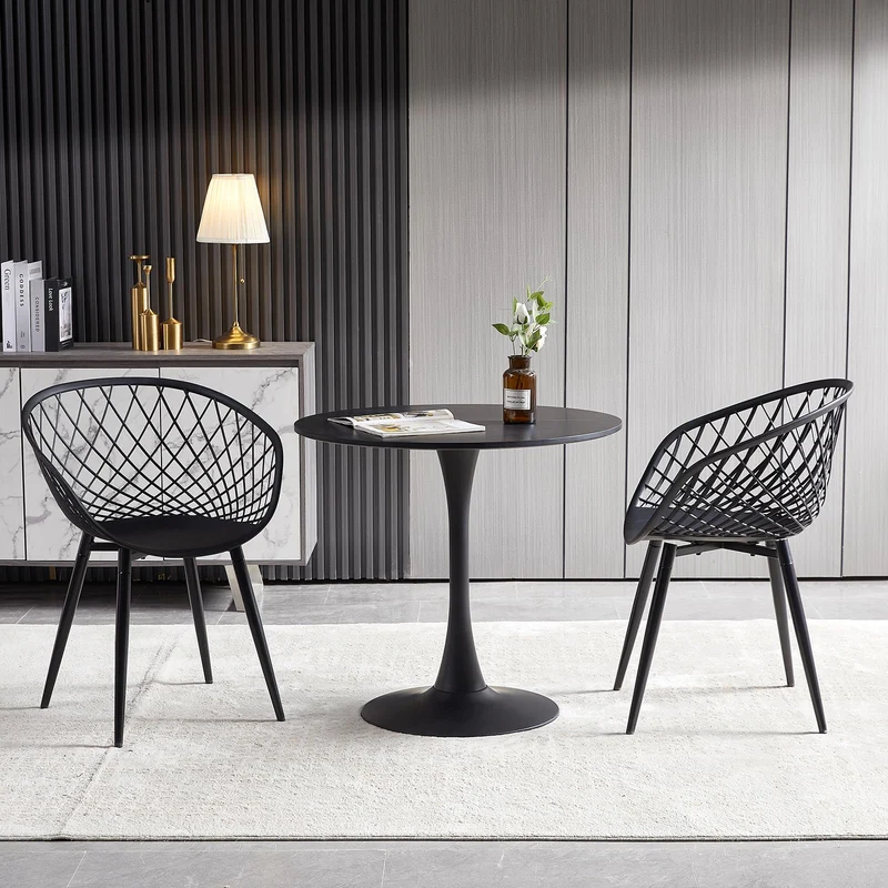 buybyroom Table à Manger Ronde Moderne scandinave - Petite Table Minimaliste pour Cuisine, Salle à Manger et Salon - Noir