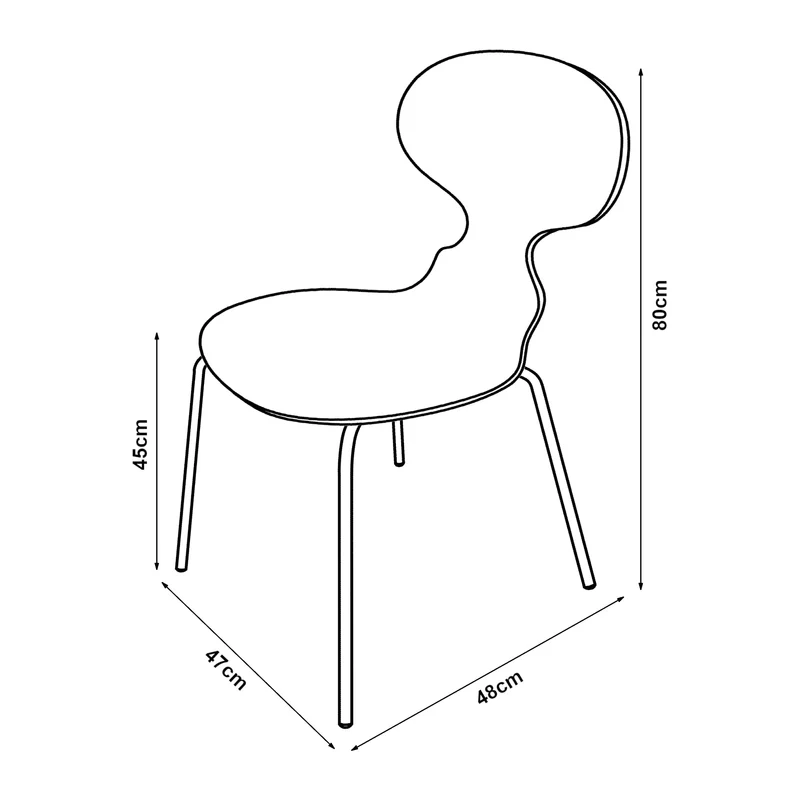 [en.casa] Lot de 4 chaises de Salle à Manger Empilables avec Siège Confortable Construction Robuste Capacité 150 kg Salon Bureau Coque Contreplaqué de Bouleau Métal 80 x 47 x 48 cm Effet Noyer Chrome