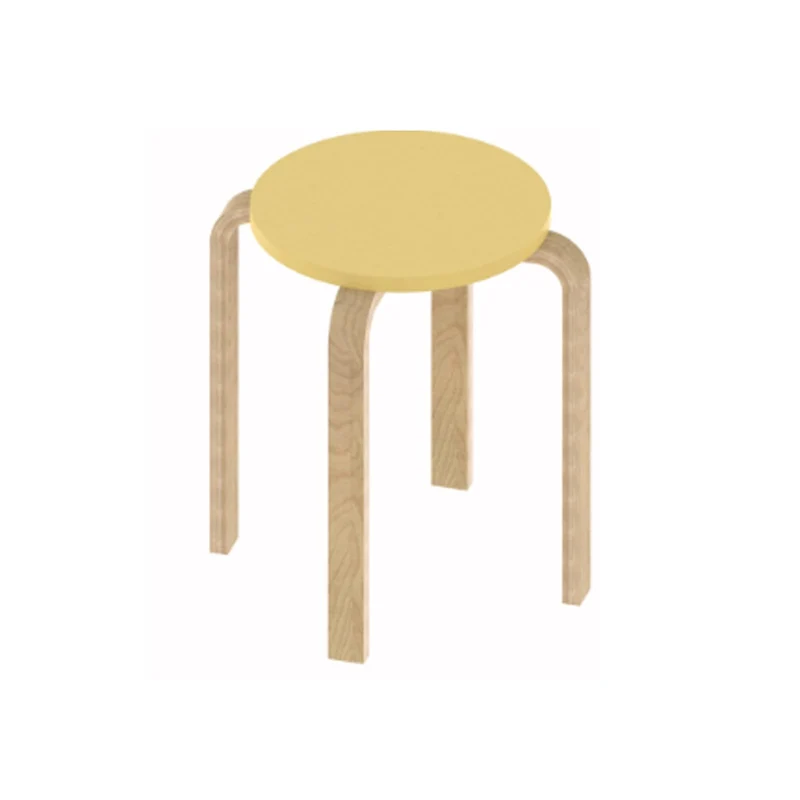 Tabouret Empilable en Bois Massif, Hauteur 45 Cm, sans Dossier, Assise Ronde, Idéal for La Salle À Manger, Le Salon,Et Le Balcon(Yellow)