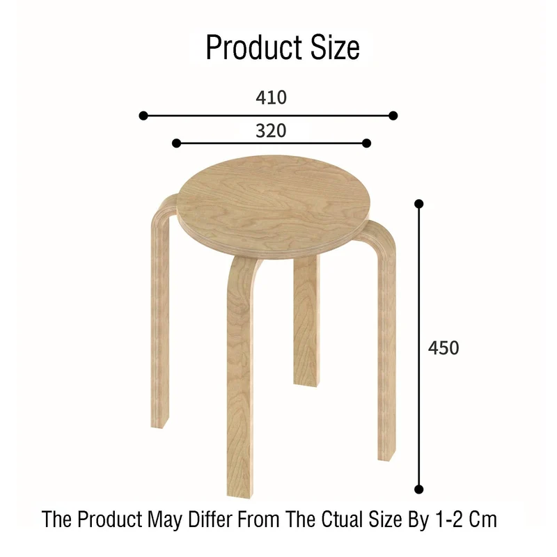 Tabouret Empilable en Bois Massif, Hauteur 45 Cm, sans Dossier, Assise Ronde, Idéal for La Salle À Manger, Le Salon,Et Le Balcon(Yellow)
