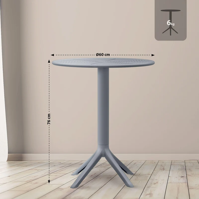 CLP Table Lacota Ø 60 cm I Table de Jardin résistante aux intempéries et aux UV I Table Ronde de Balcon en polypropylène Durable, Couleur:Anthracite