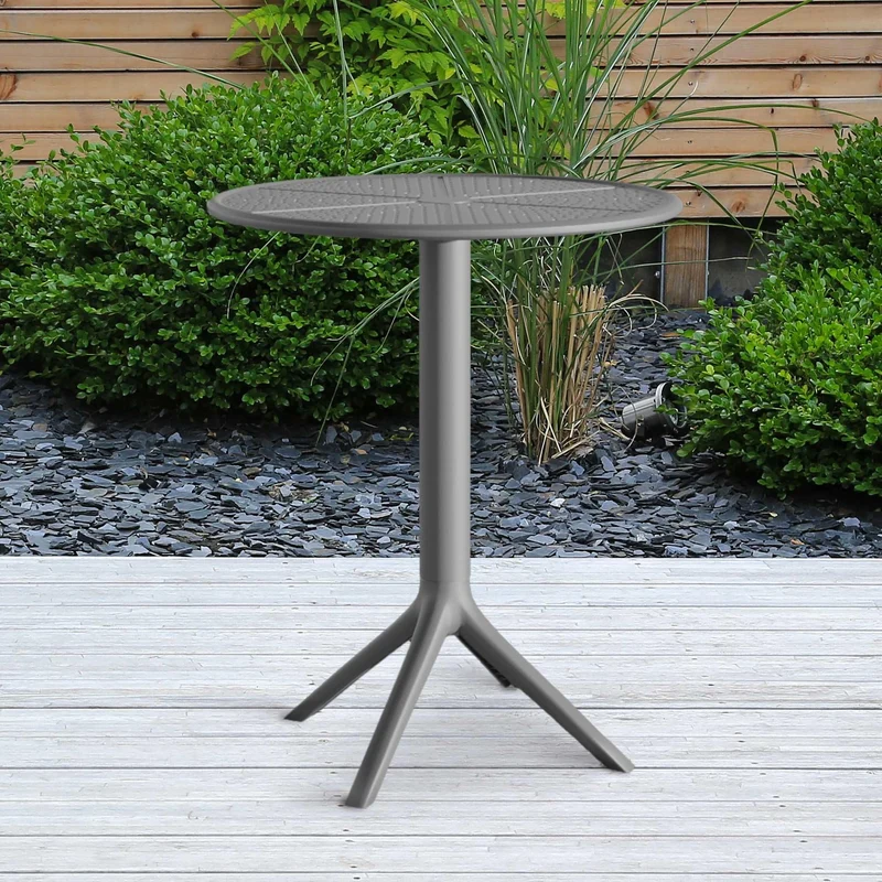CLP Table Lacota Ø 60 cm I Table de Jardin résistante aux intempéries et aux UV I Table Ronde de Balcon en polypropylène Durable, Couleur:Anthracite
