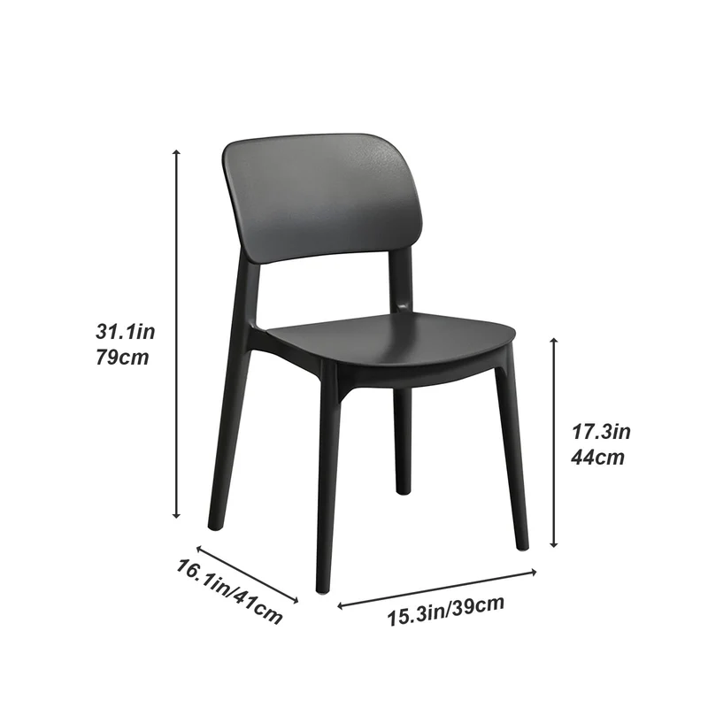 lyxamjrzyp Lot 4 Chaises, Chaise Plastique D'intérieur/extérieur Empilables, Chaise Cuisine Lot de 4 pour Salon, Salle À Manger, Chambre À Coucher, Cuisine(Black)