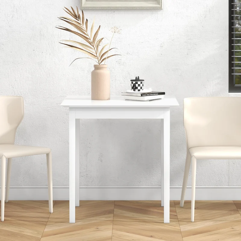 HOMCOM Table de Cuisine Table de Salle à Manger carrée pour 2 Personnes, Table de Salon en Bois Massif, pour Cuisine, Salle à Manger, Blanc, 75 x 75 x 76 cm