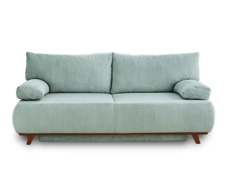 Bestmobilier - Canapé Convertible avec Coffre Cristal en Velours Côtelé - Canapé Lit - Sofa Bleu 3 Places - Salon
