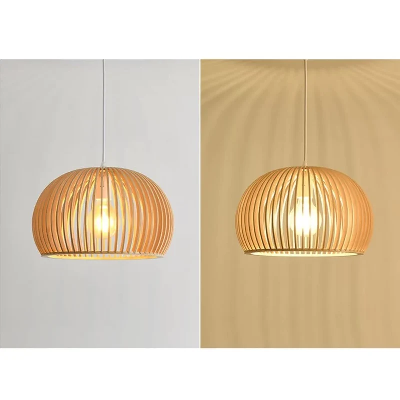 Suspension en bois créative Journal simplifié Abat-jour Plafonnier Lustre Plafonnier Luminaire Suspendu Pour Salle À Manger, Salon, Chambre, Modèle 2