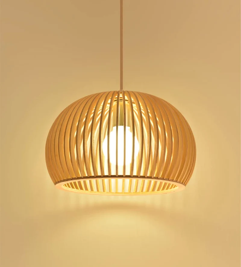 Suspension en bois créative Journal simplifié Abat-jour Plafonnier Lustre Plafonnier Luminaire Suspendu Pour Salle À Manger, Salon, Chambre, Modèle 2