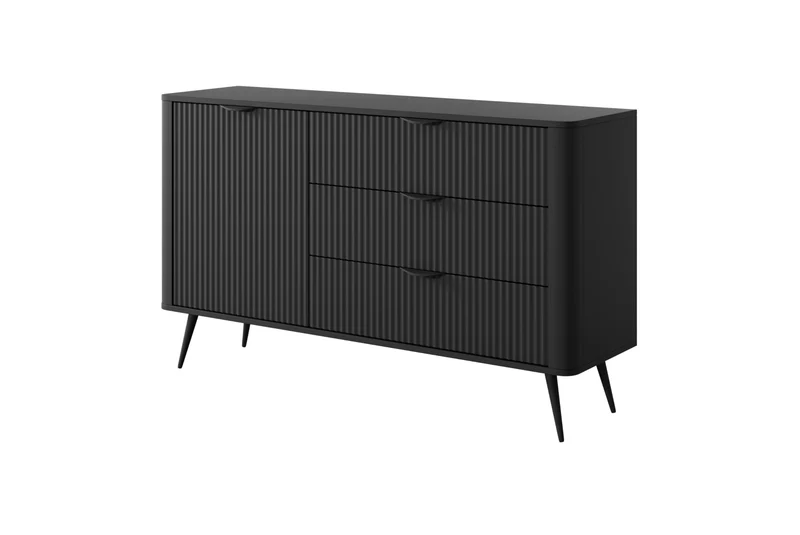 3E 3xE living.com Commode avec Trois tiroirs, Une Porte, Couleur : Noir