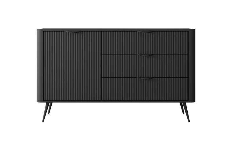 3E 3xE living.com Commode avec Trois tiroirs, Une Porte, Couleur : Noir