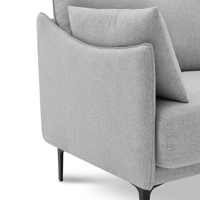 Sicaan Canapé 2 Places Industriel Sasha en Tissu Gris Clair – Droit Compact et Élégant – Sofa Moderne Style Urbain Chic et Confortable pour Salon, Bureau ou Appartement – 173 x 85 x 86 cm