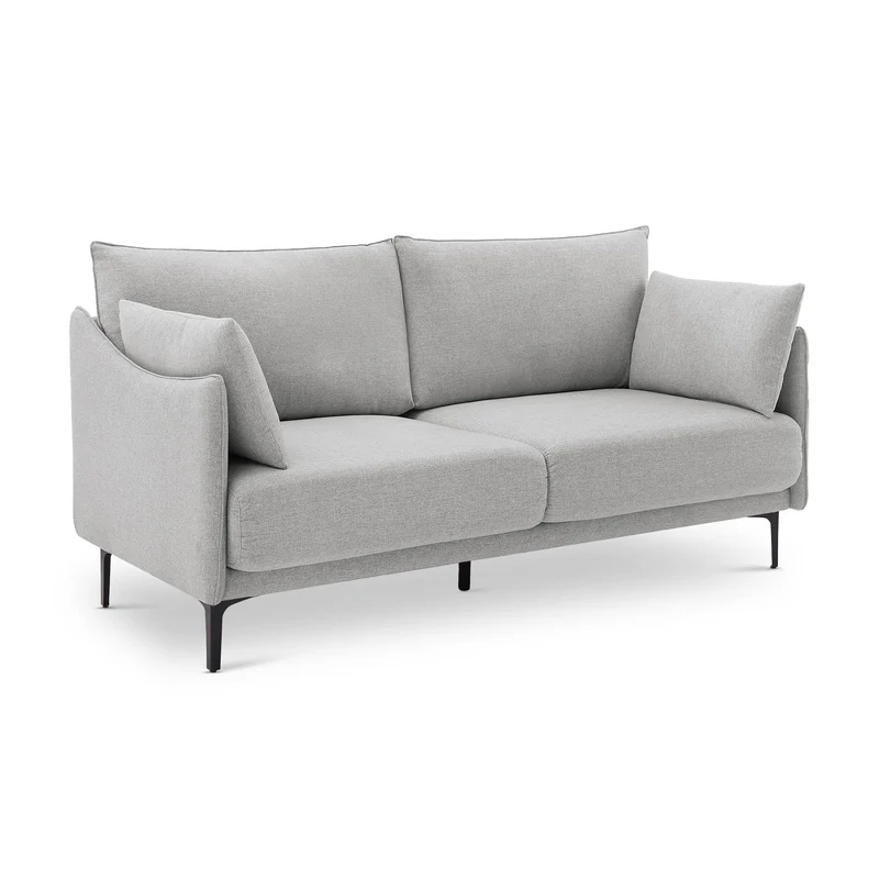 Sicaan Canapé 2 Places Industriel Sasha en Tissu Gris Clair – Droit Compact et Élégant – Sofa Moderne Style Urbain Chic et Confortable pour Salon, Bureau ou Appartement – 173 x 85 x 86 cm