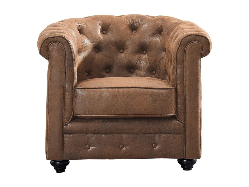 Vente-unique - Fauteuil Chesterfield en Microfibre Aspect Cuir Vieilli