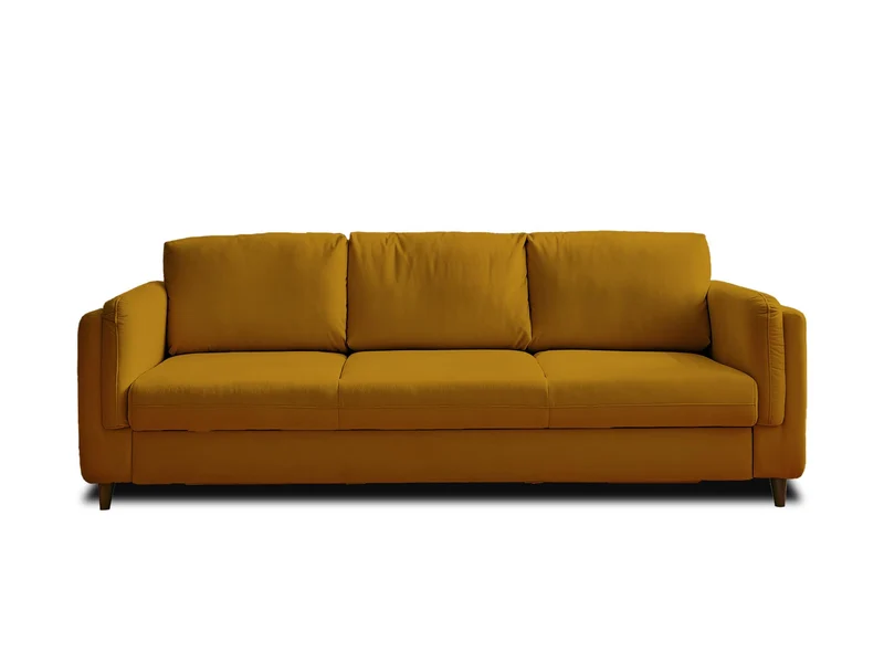 Lisa Design - Canapé Convertible Brooke en Velours - Canapé Lit - Sofa Jaune 3 Places - Salon