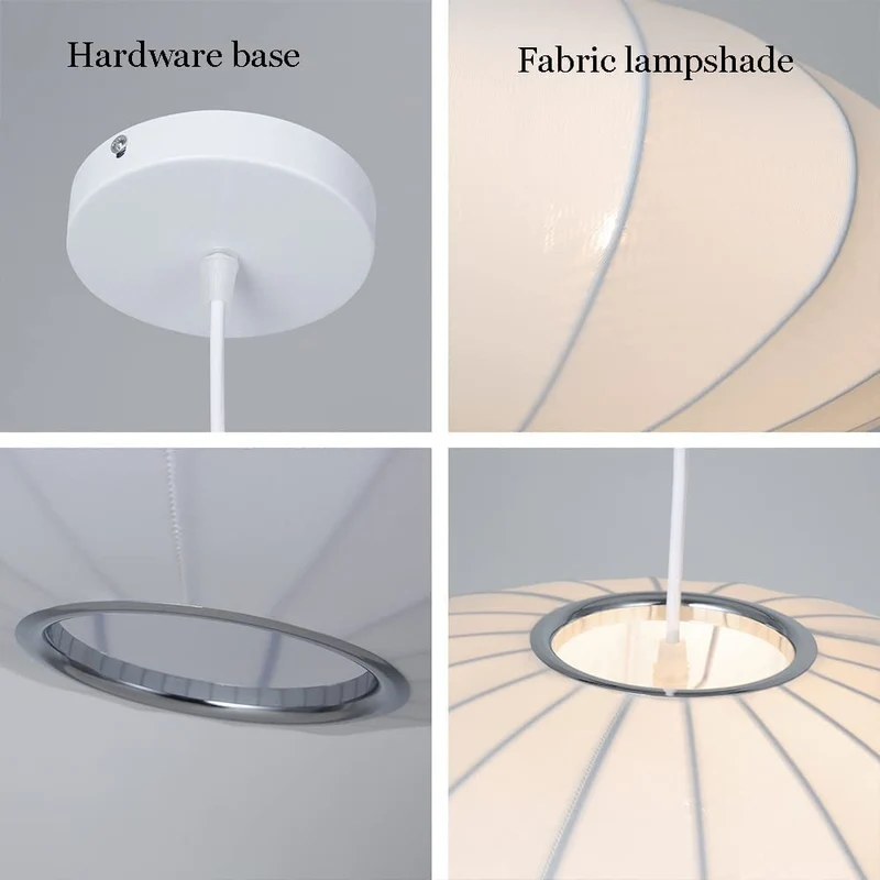 HHOZsafety Lampe Suspendue en Forme de Lanterne Blanche, Lampe de Plafond Moderne en Soie pour Salon, Chambre à Coucher, hôtel, Hall, café, décoration (Blanc B40cm)