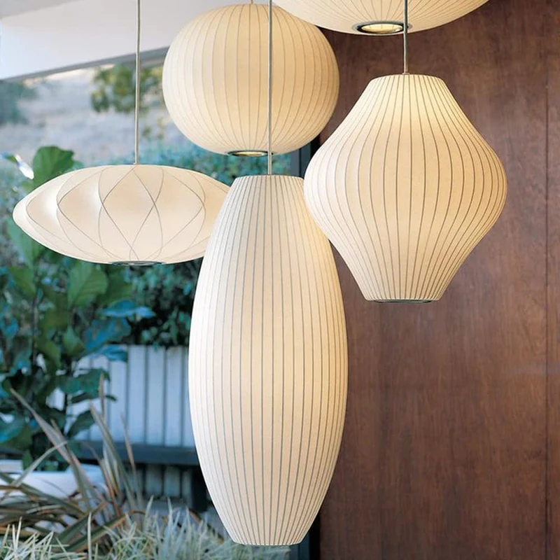 HHOZsafety Lampe Suspendue en Forme de Lanterne Blanche, Lampe de Plafond Moderne en Soie pour Salon, Chambre à Coucher, hôtel, Hall, café, décoration (Blanc B40cm)