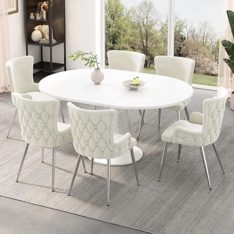 Bladez Table à manger, extensible, pour 6 à 8 personnes, ovale, 140 x 75 cm, moderne, simple, blanche