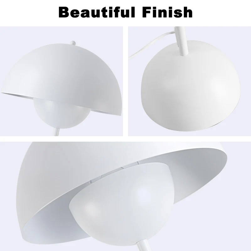 Alpinaluz Lampadaire en Acier avec Abat-jour Bombé – Style Scandinave et Rétro – Éclairage Indirect vers le Bas – Douille E27 – Interrupteur au Pied – Pour Salon ou Chambre (Blanc)