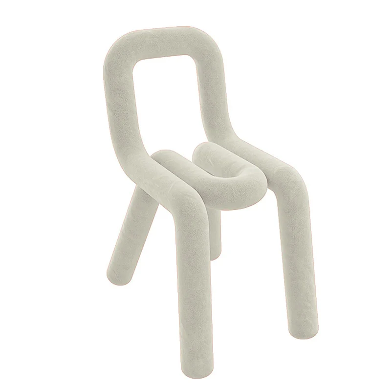 Chaise de salle à manger géométrique moderne – Tabouret décoratif pour chambre à coucher, contemporain rembourré en velours avec dossier – Chaise d'appoint de salon