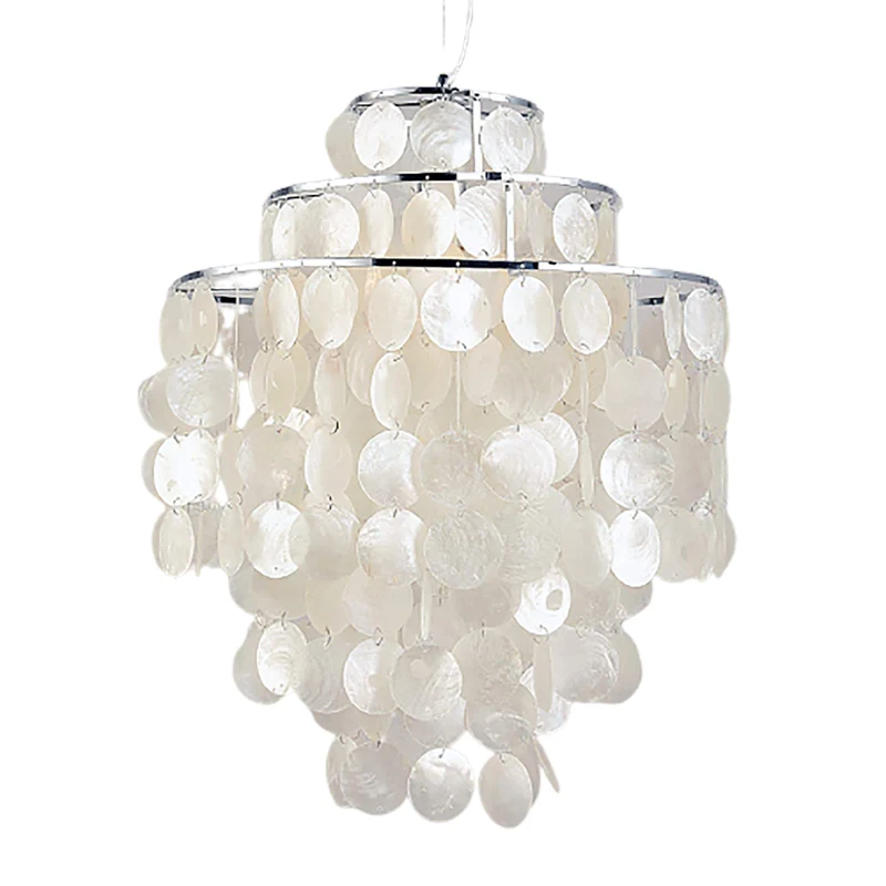 Lustre contemporain en coquille blanche nacrée pour chambre à coucher, salon, salle à manger, café, bar, couloir, décoration moderne E27