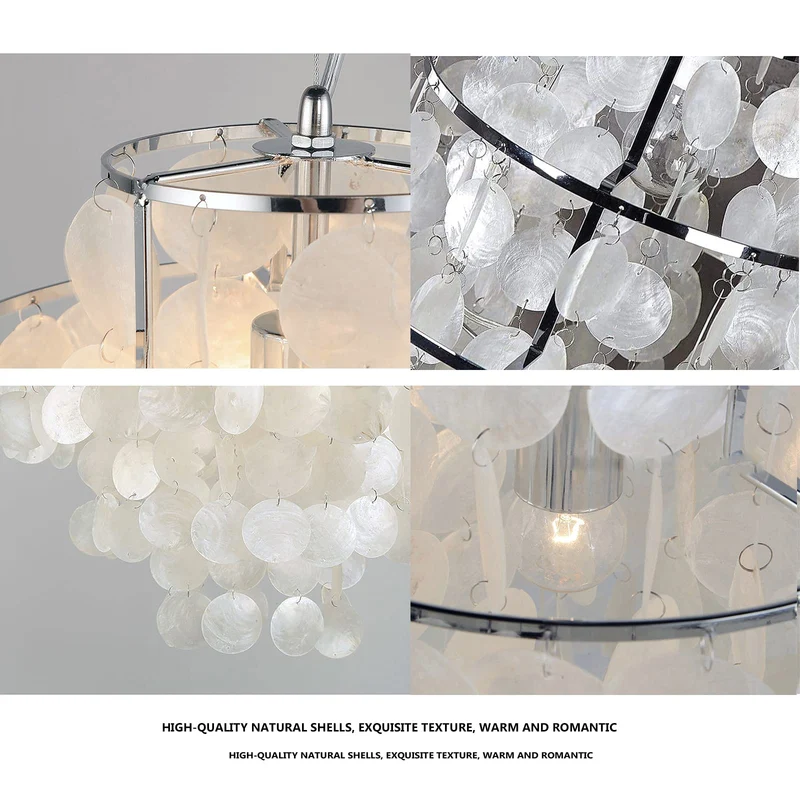 Lustre contemporain en coquille blanche nacrée pour chambre à coucher, salon, salle à manger, café, bar, couloir, décoration moderne E27