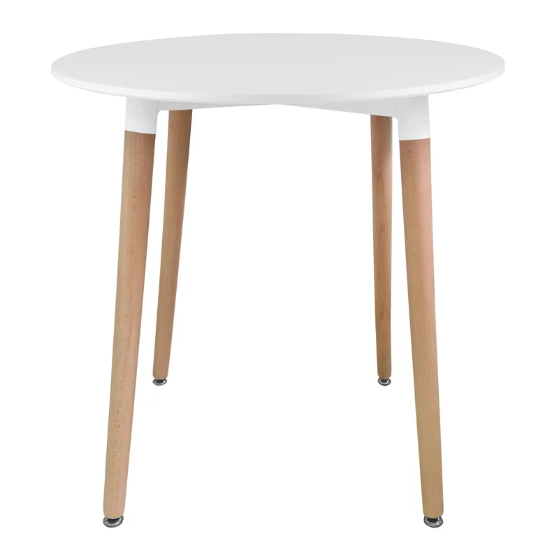NMK HOME Table Ronde Salle Manger Ф 80 cm - Table a Manger Ronde avec des Pieds en Bois de Hêtre - Réglable en Hauteur