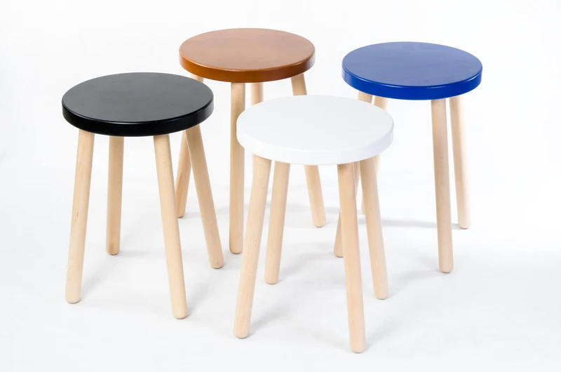 Spec-Wood Tabouret en Bois - Table Basse et Support de Fleurs - Décoration et Support pour Plantes - Rond - Blanc/Hêtre Naturel