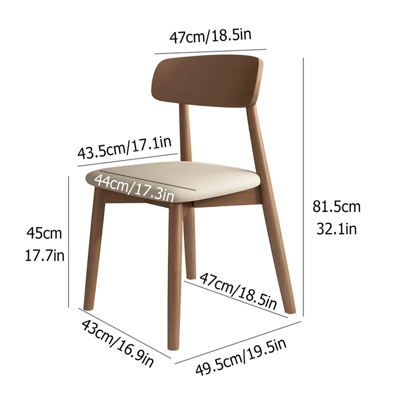 Lot de 4 chaises de salle à manger en bois massif – Assise rembourrée sans accoudoirs pour salle à manger, salon ou coiffeuse – Finition élégante blanche et noyer foncé pour une décoration d'intérieur