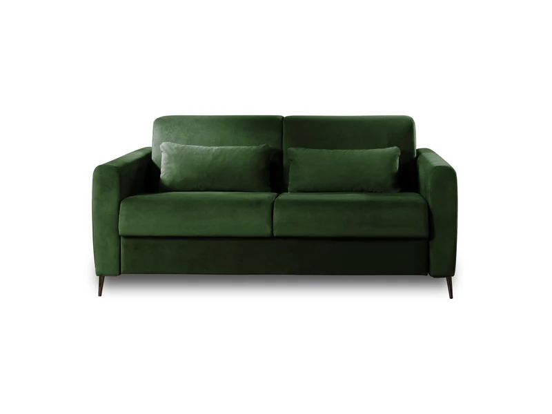 Lisa Design - Canapé Convertible Owen en Velours - Canapé Lit - Couchage Quotidien - Matelas 12 cm - Sofa Vert 3 Places - Salon