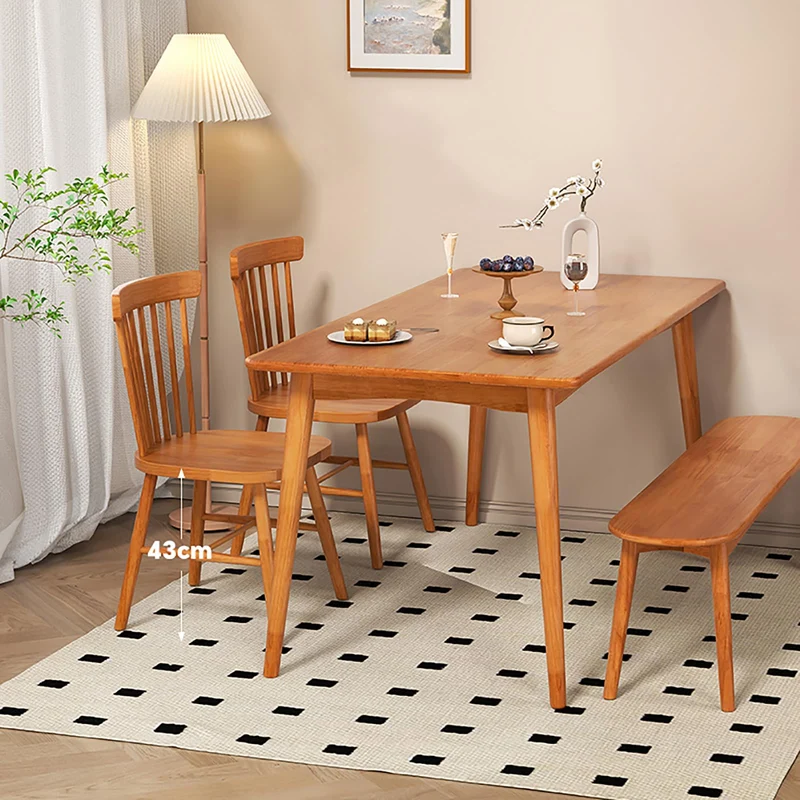 Chaises De Salle À Manger en Bois Massif – Chaises De Cuisine Windsor Farmhouse avec Dossier À Barreaux, Chaise D'appoint sans Accoudoirs for Salon, Salle À Manger, Restaurant, Montage Facile(Wood)
