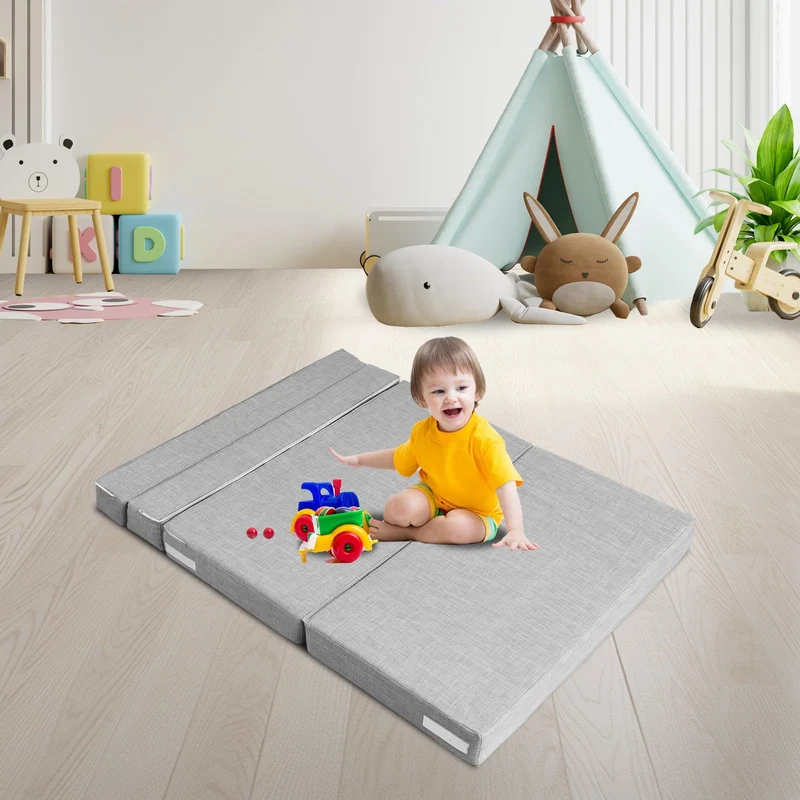 ANONER Canapé-lit Pliant 3 en 1, 2 oreillers et Housse Lavable, canapé-lit futon en Mousse à mémoire de Forme, pour Salon, Chambre, Gris Clair, 2 Places 203 × 152cm (Queen)
