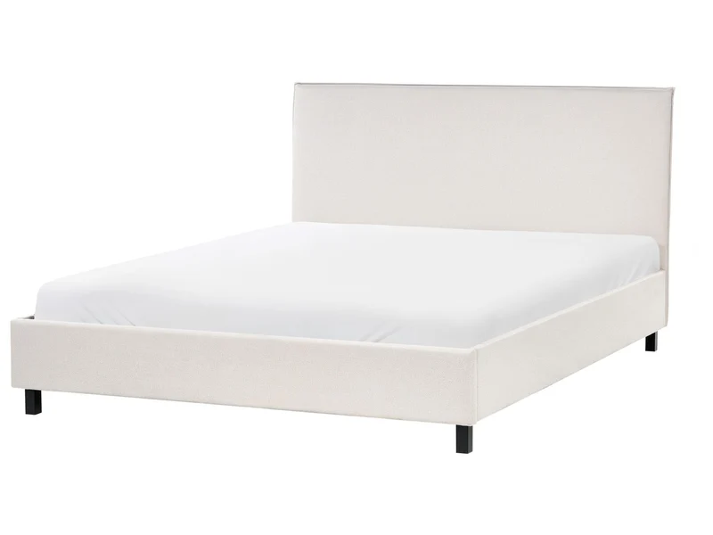 Lit Double en Tissu Beige 160 x 200 cm Confortable et Elégant pour Chambre au Style Moderne ou Scandinave Beliani