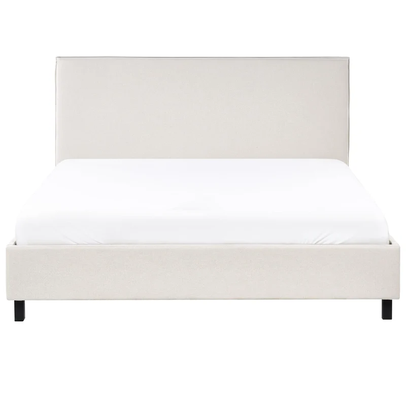 Lit Double en Tissu Beige 160 x 200 cm Confortable et Elégant pour Chambre au Style Moderne ou Scandinave Beliani