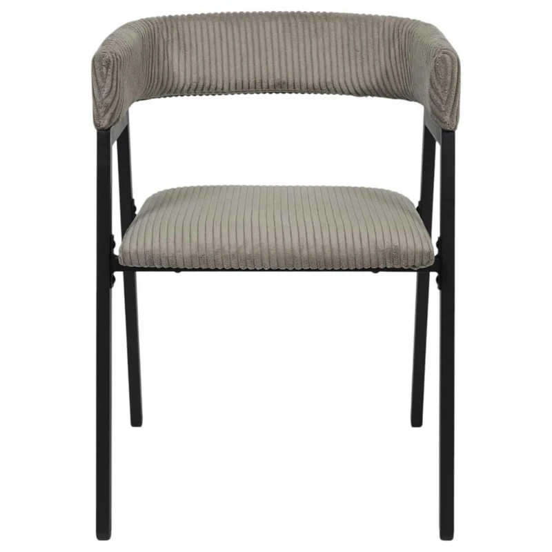 AltoBuy Lot de 2 fauteuils de Table Design en métal et Velours côtelé Coloris Taupe - Amory