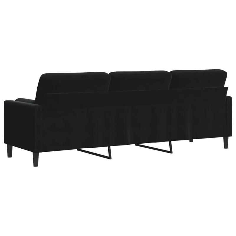 Mokuyary Canapé 3 places avec coussin décoratif noir 210 cm en velours pour salon, chambre à coucher, appartement, chambre d'amis, bureau