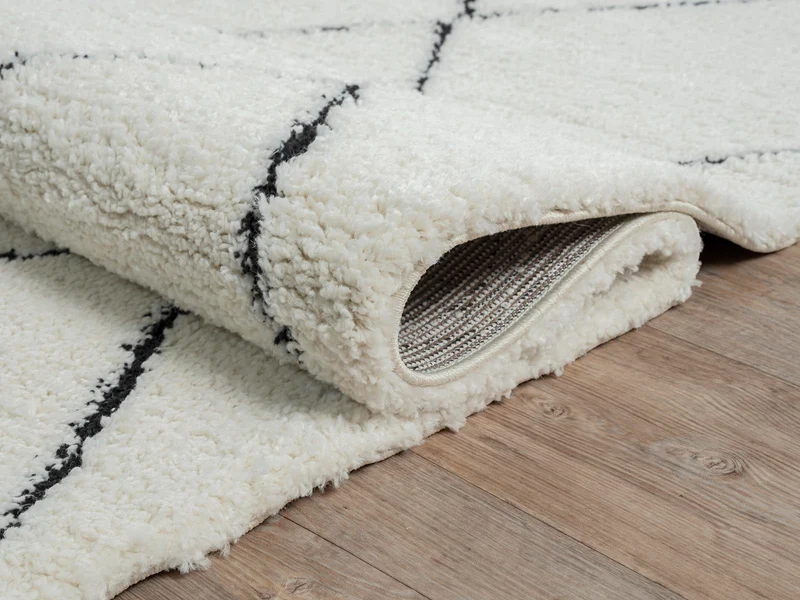 the carpet Bahar Shaggy Tapis de Salon élégant à Poils Longs, Doux et Facile d'entretien, crème/Noir, 160 x 230 cm