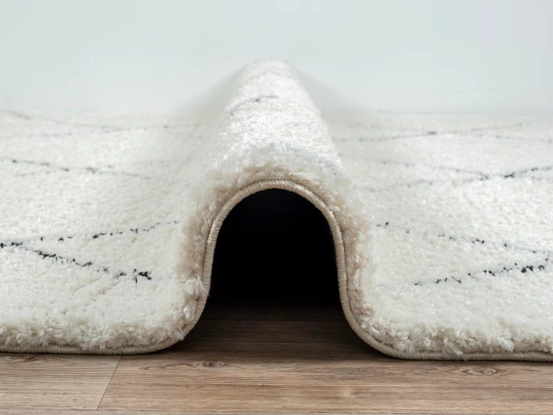 the carpet Bahar Shaggy Tapis de Salon élégant à Poils Longs, Doux et Facile d'entretien, crème/Noir, 160 x 230 cm