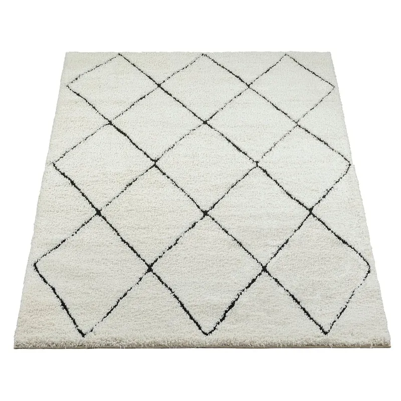 the carpet Bahar Shaggy Tapis de Salon élégant à Poils Longs, Doux et Facile d'entretien, crème/Noir, 160 x 230 cm