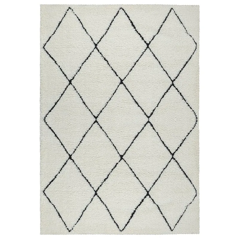 the carpet Bahar Shaggy Tapis de Salon élégant à Poils Longs, Doux et Facile d'entretien, crème/Noir, 160 x 230 cm