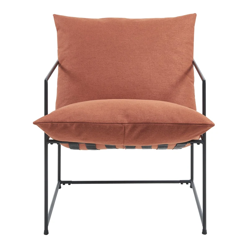 [en.casa] Fauteuil Confortable avec Coussins Rembourrés Housse Amovible et Lavable Siège Stable Design Intemporel pour Salon Chambre Bureau Métal Polyester 90 x 61 x 70 cm Noir Orange