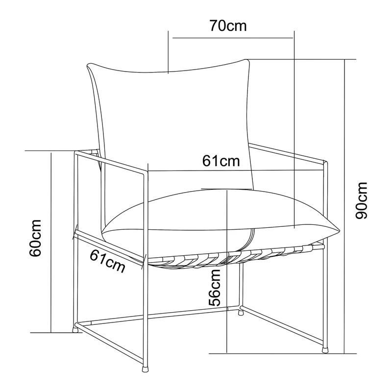 [en.casa] Fauteuil Confortable avec Coussins Rembourrés Housse Amovible et Lavable Siège Stable Design Intemporel pour Salon Chambre Bureau Métal Polyester 90 x 61 x 70 cm Noir Orange
