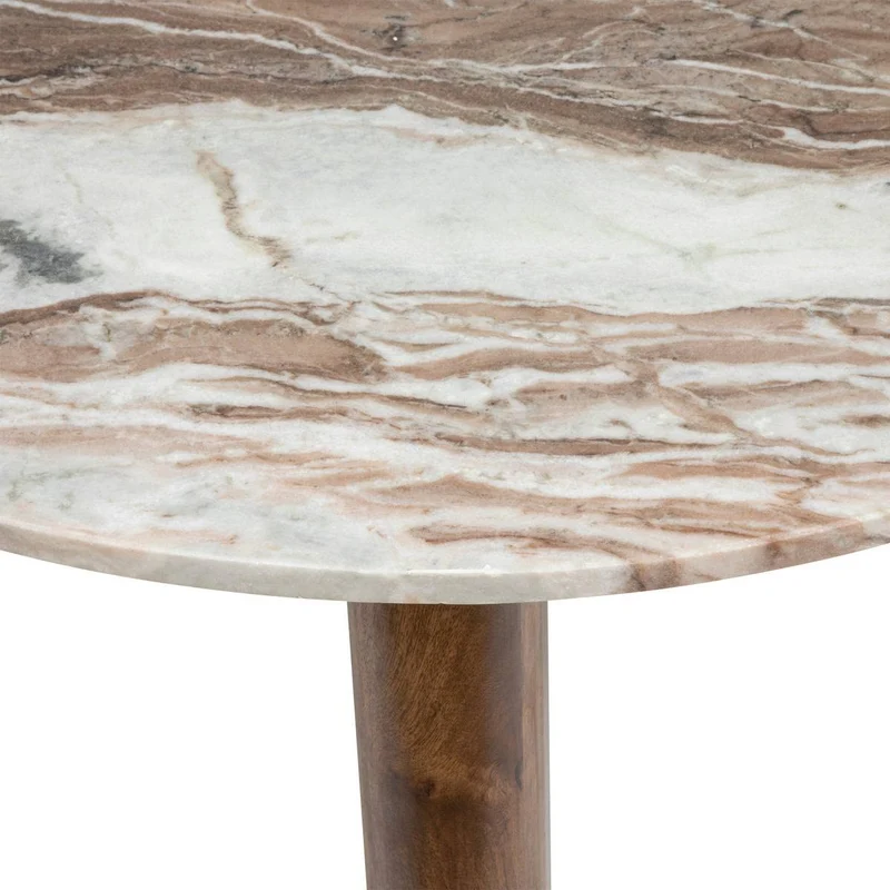 Atmosphera Créateur d'Intérieur - Table Basse Coppa en Marbre et Manguier - Table d'Appoint pour Chambre, Salon, Bureau - D92cm