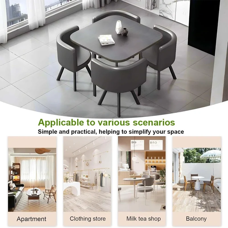 Table de conférence carrée en noyer avec 4 chaises - Mobilier de salle à manger en bois pour bureau, réception, club, cuisine et cafés