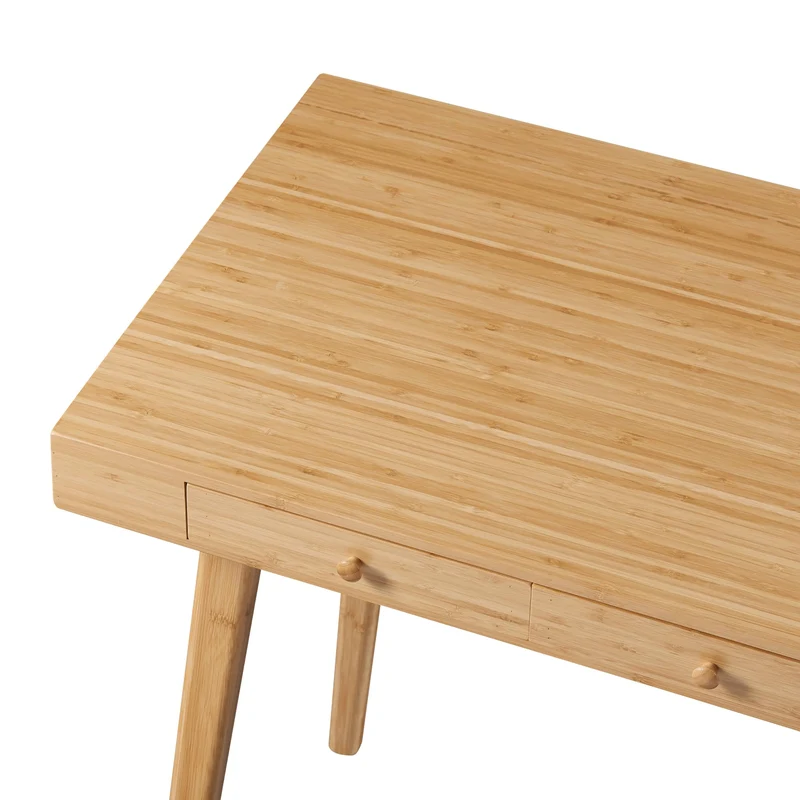[en.casa] Bureau Style Scandinave avec 3 Tiroirs Table Rectangulaire avec Compartiments de Rangement Poste de Travail pour Coin Télétravail Bambou 100 x 50 x 75 cm Naturel