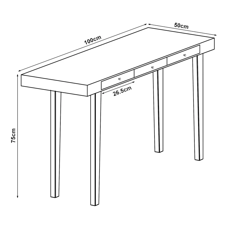 [en.casa] Bureau Style Scandinave avec 3 Tiroirs Table Rectangulaire avec Compartiments de Rangement Poste de Travail pour Coin Télétravail Bambou 100 x 50 x 75 cm Naturel