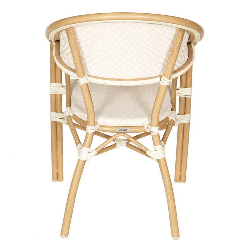 Oviala Chaise de terrasse Style Parisien Aluminium et rotin synthétique Beige